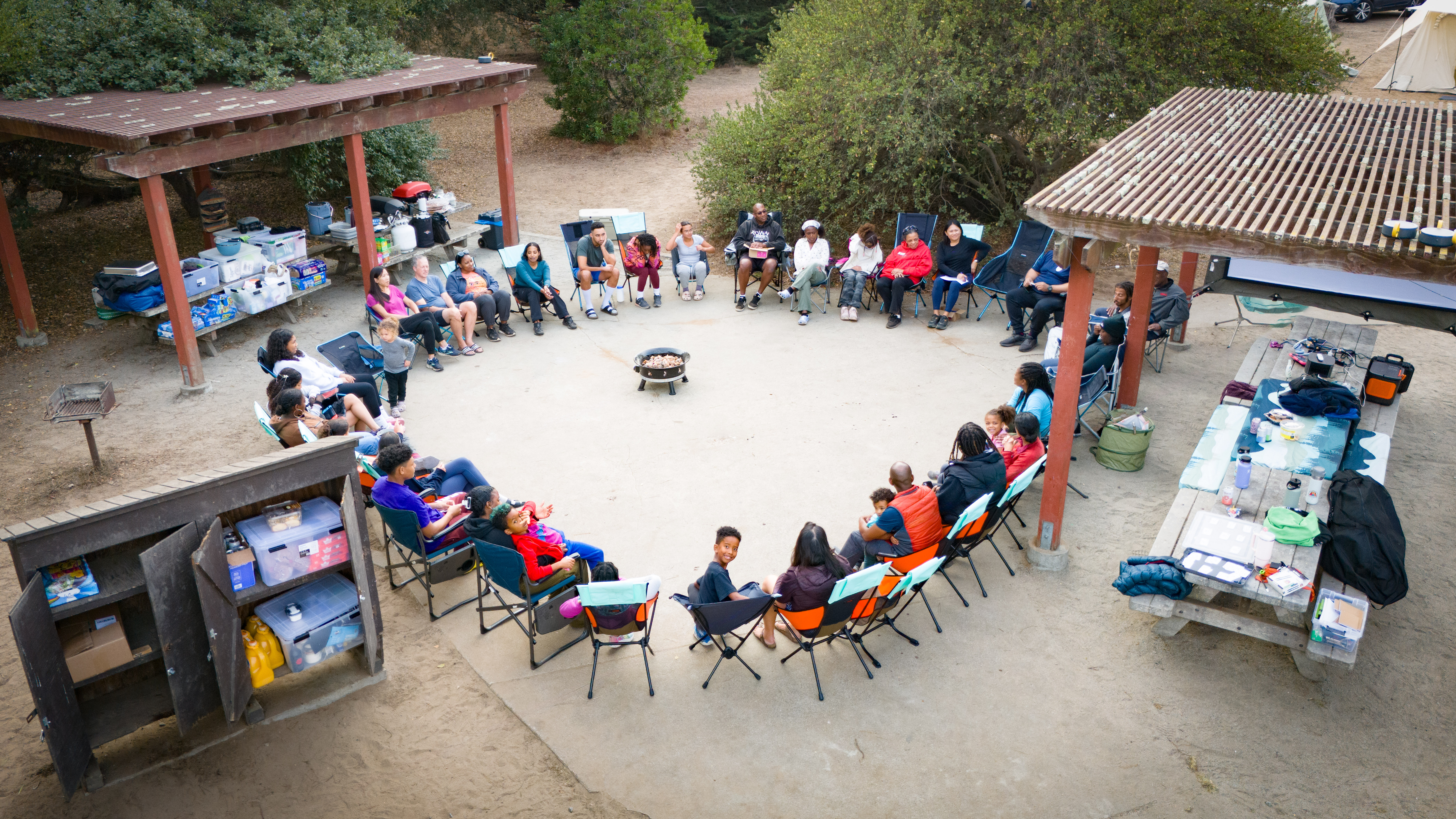 Opening circle at Sunset State Beach campground
