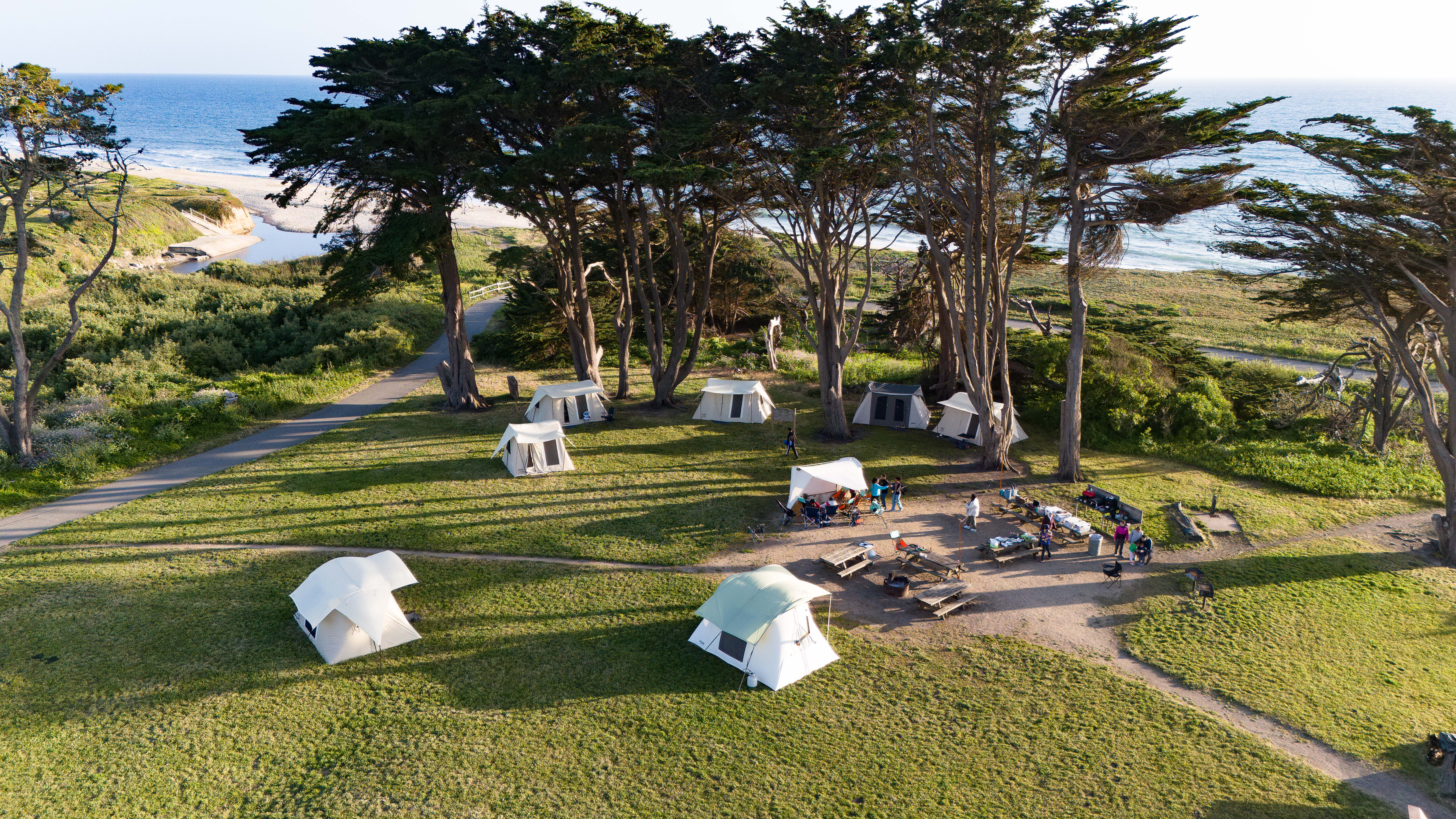 Aerial view of Sweetwood Group Camp - established campground on public lands